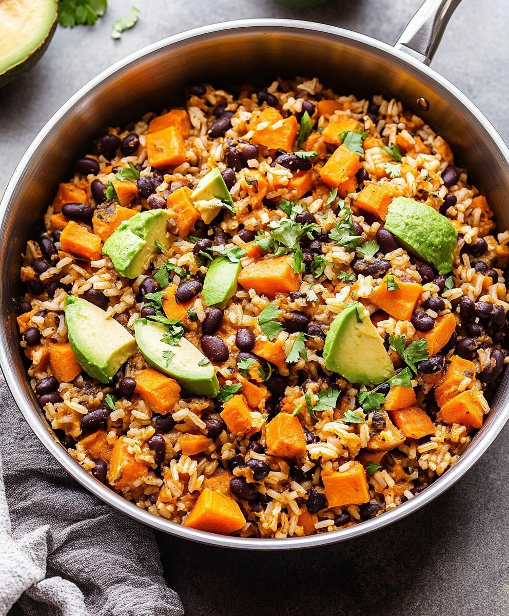 Southwest Sweet Potato, Black Bean And Rice Skillet Recipe