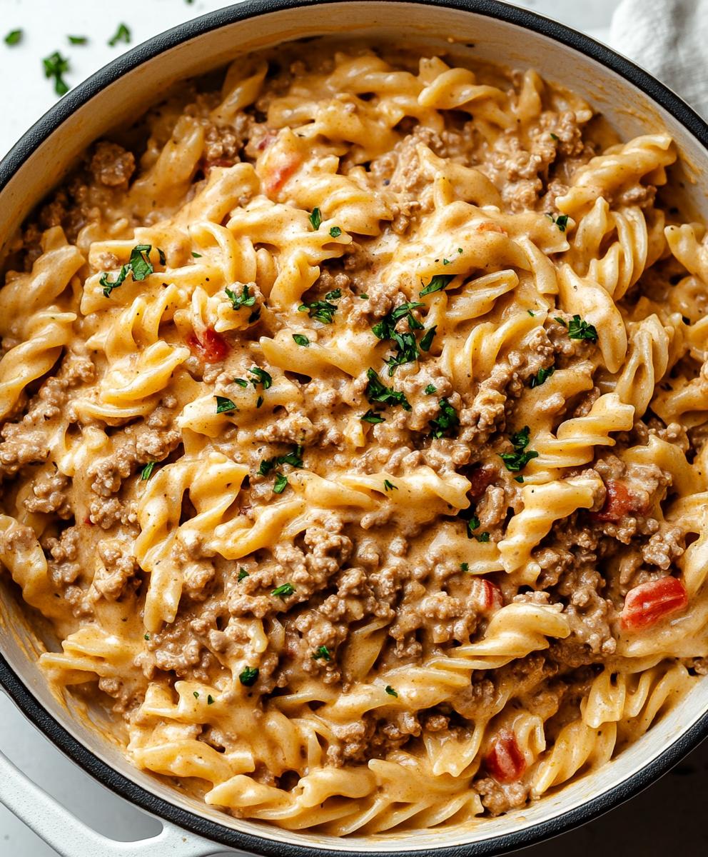 Stovetop Creamy Ground Beef Pasta Recipe