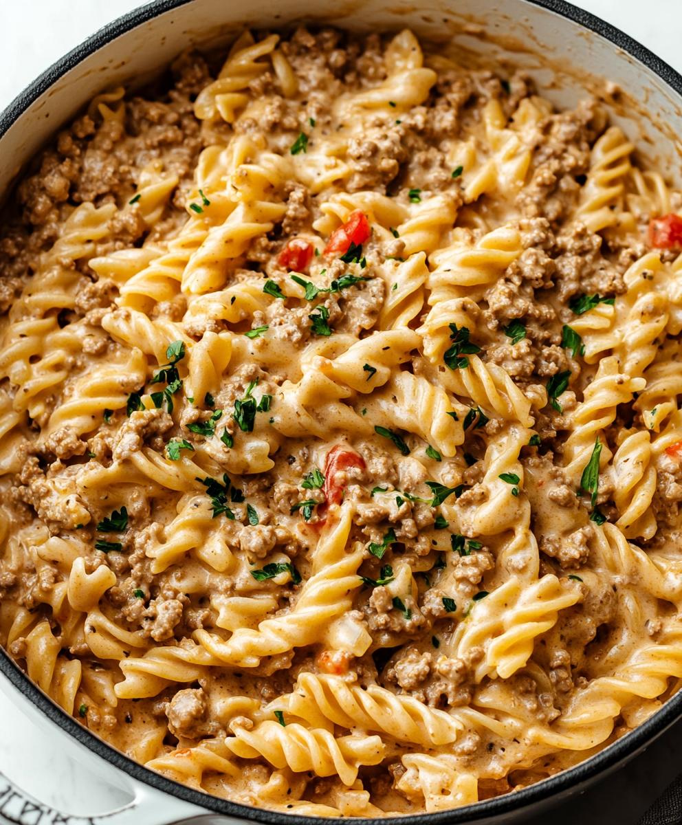 Stovetop Creamy Ground Beef Pasta Recipe