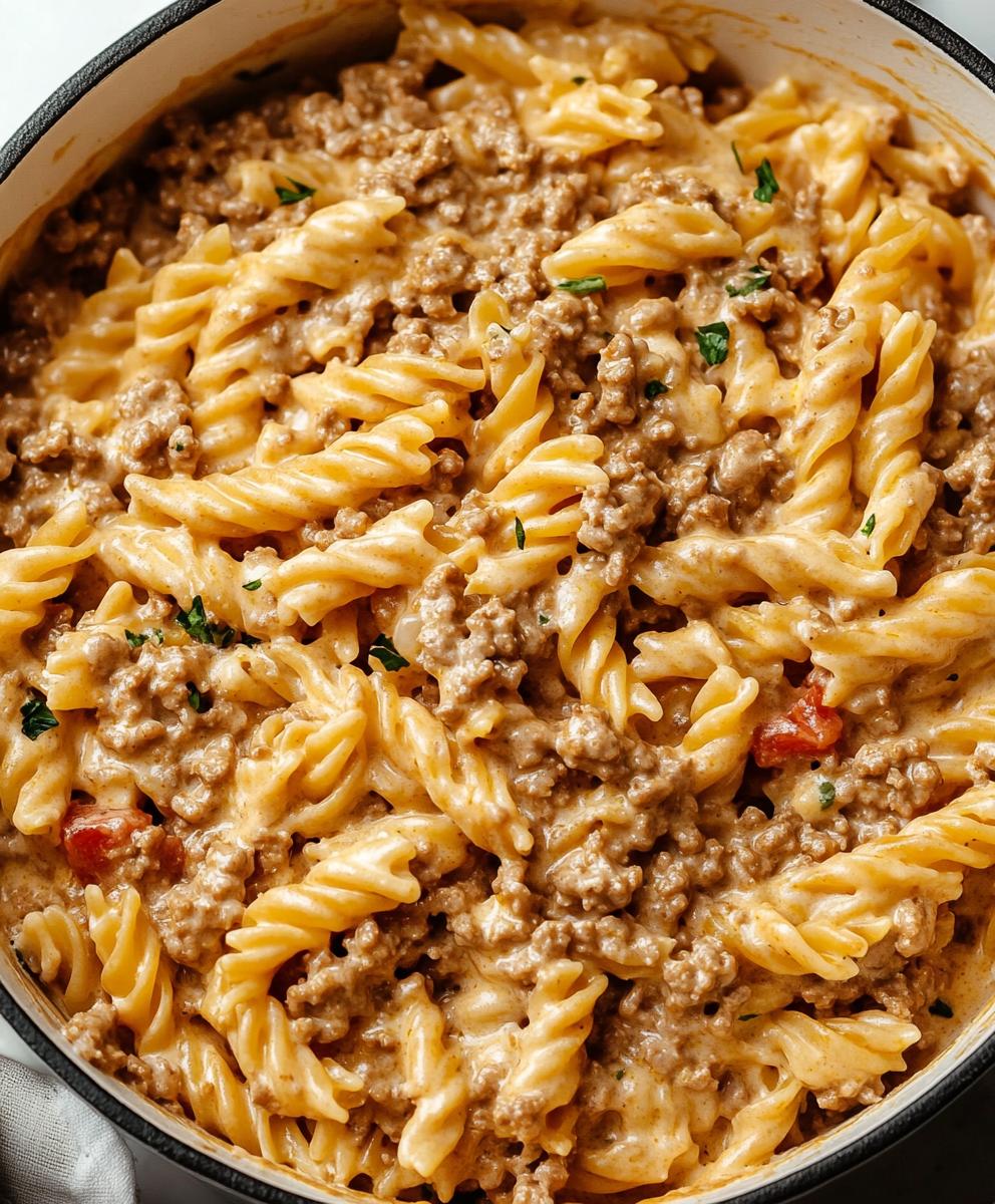 Stovetop Creamy Ground Beef Pasta Recipe