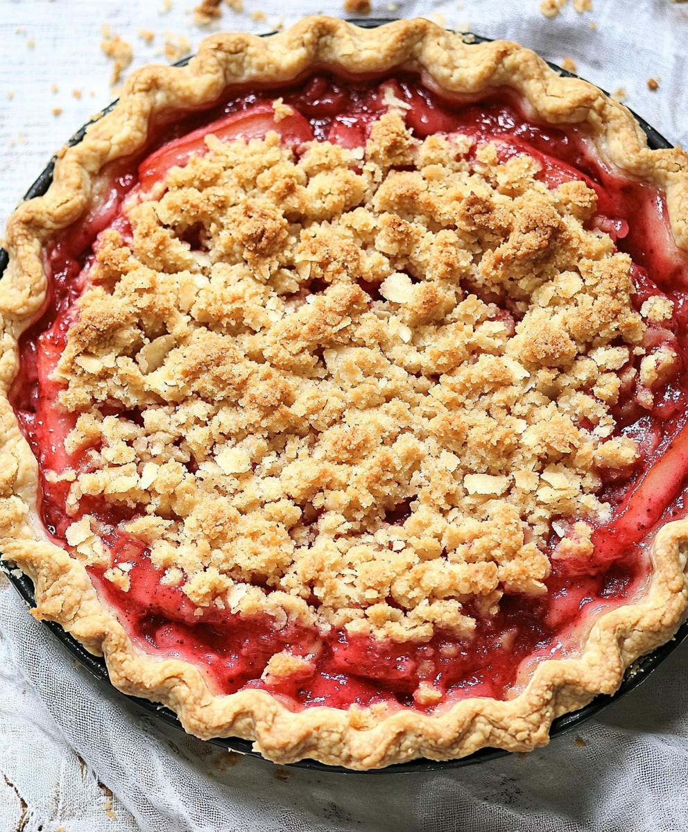 Strawberry Rhubarb Crumble Pie Recipe