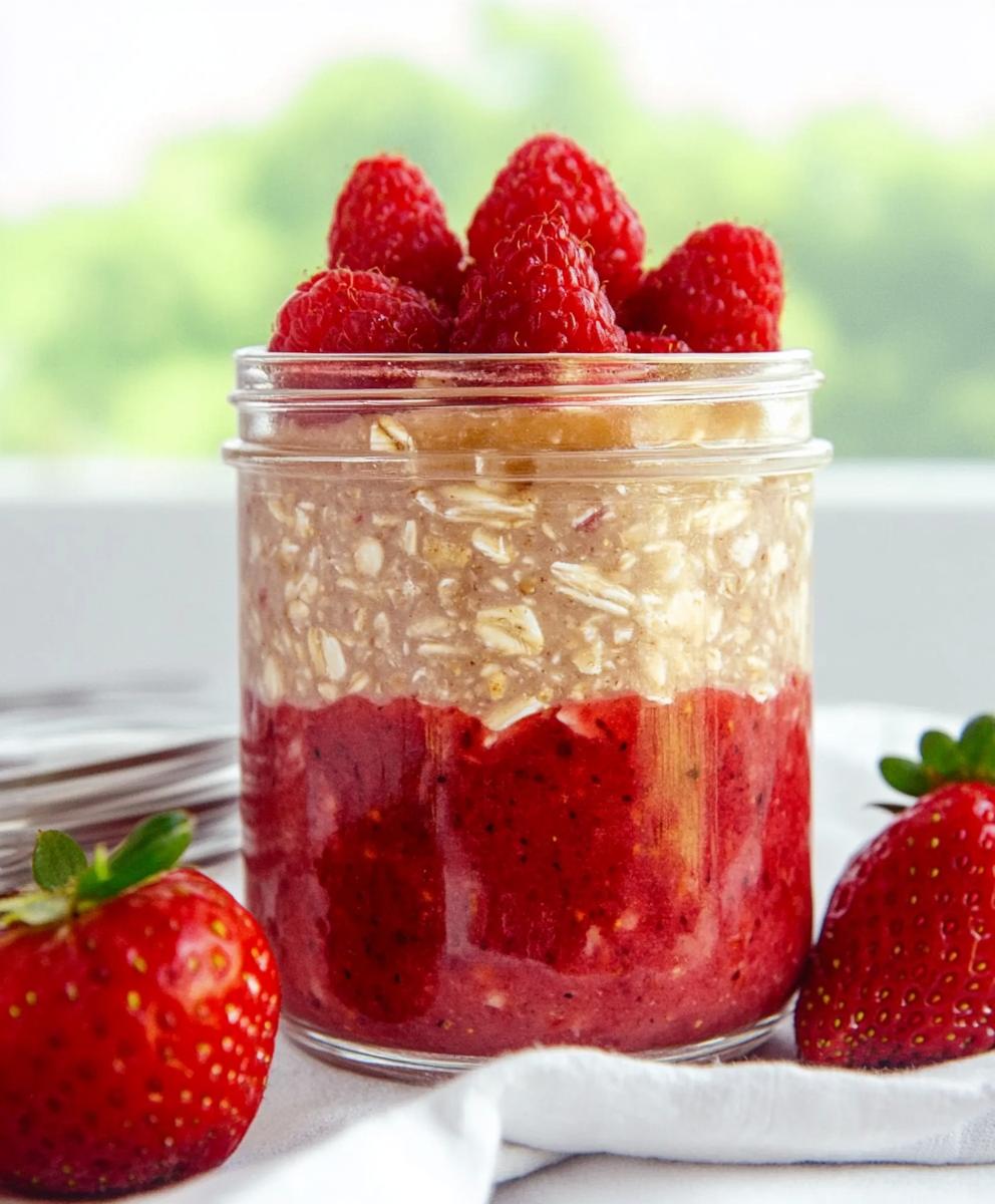 Strawberry Rhubarb Overnight Oats Recipe