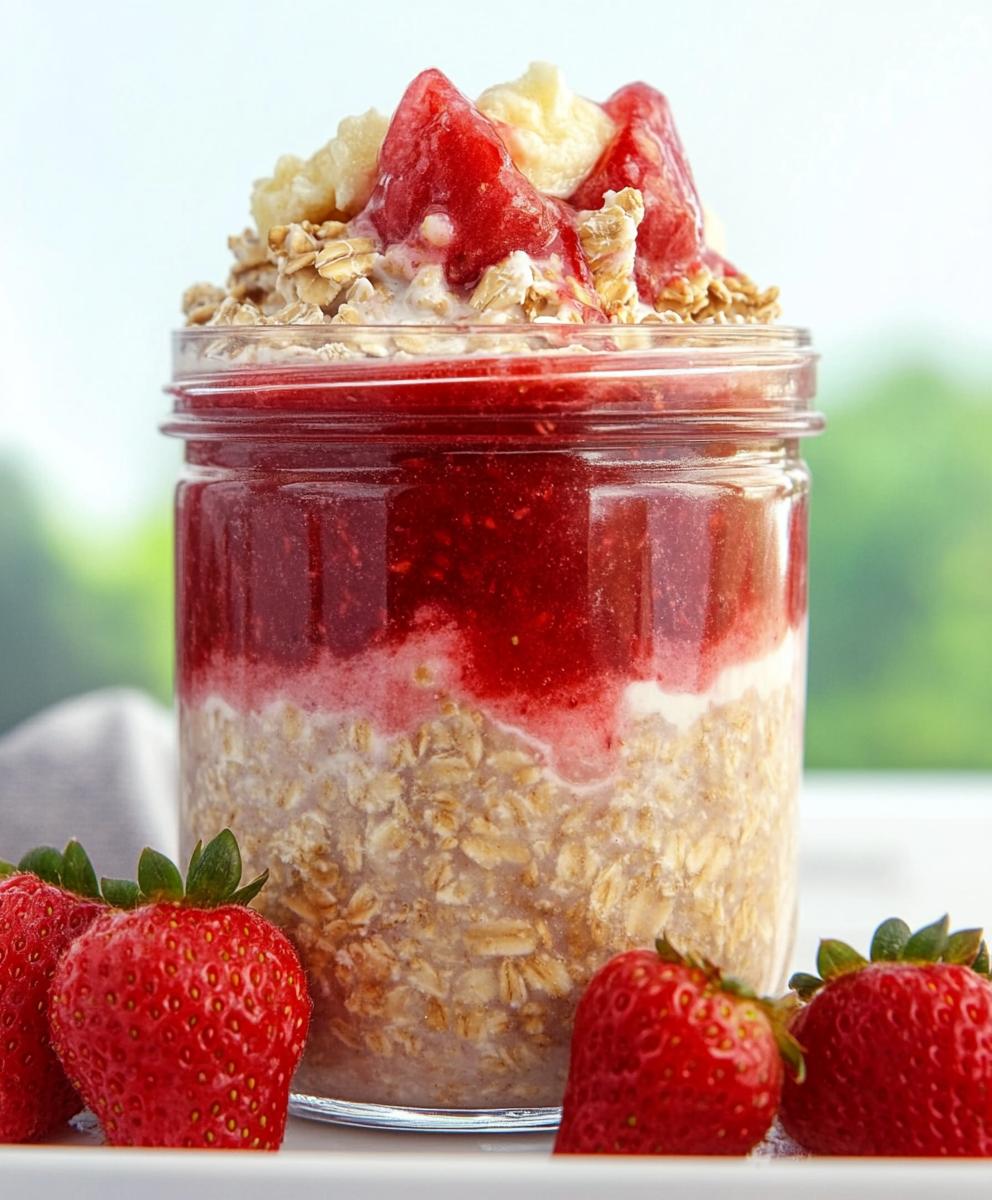 Strawberry Rhubarb Overnight Oats Recipe