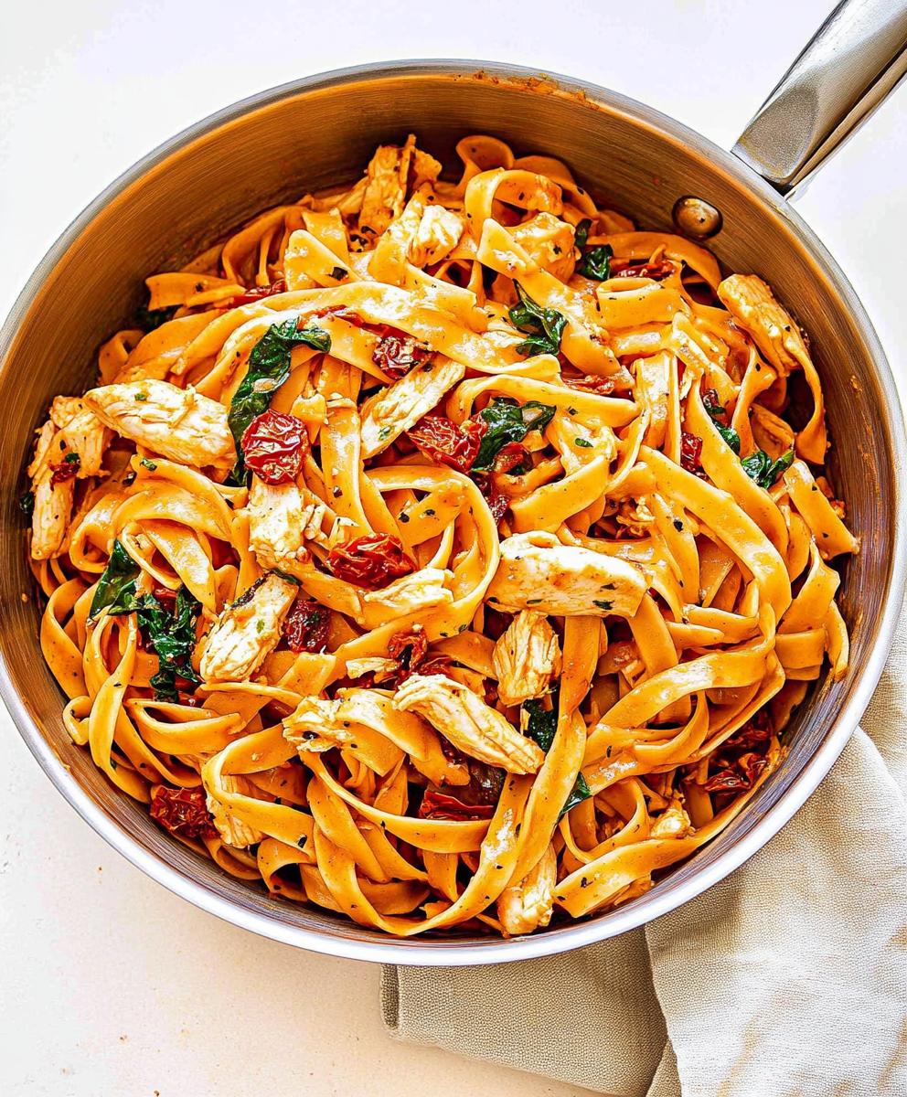 Sun-dried Tomato And Chicken Fettuccine Pasta Recipe