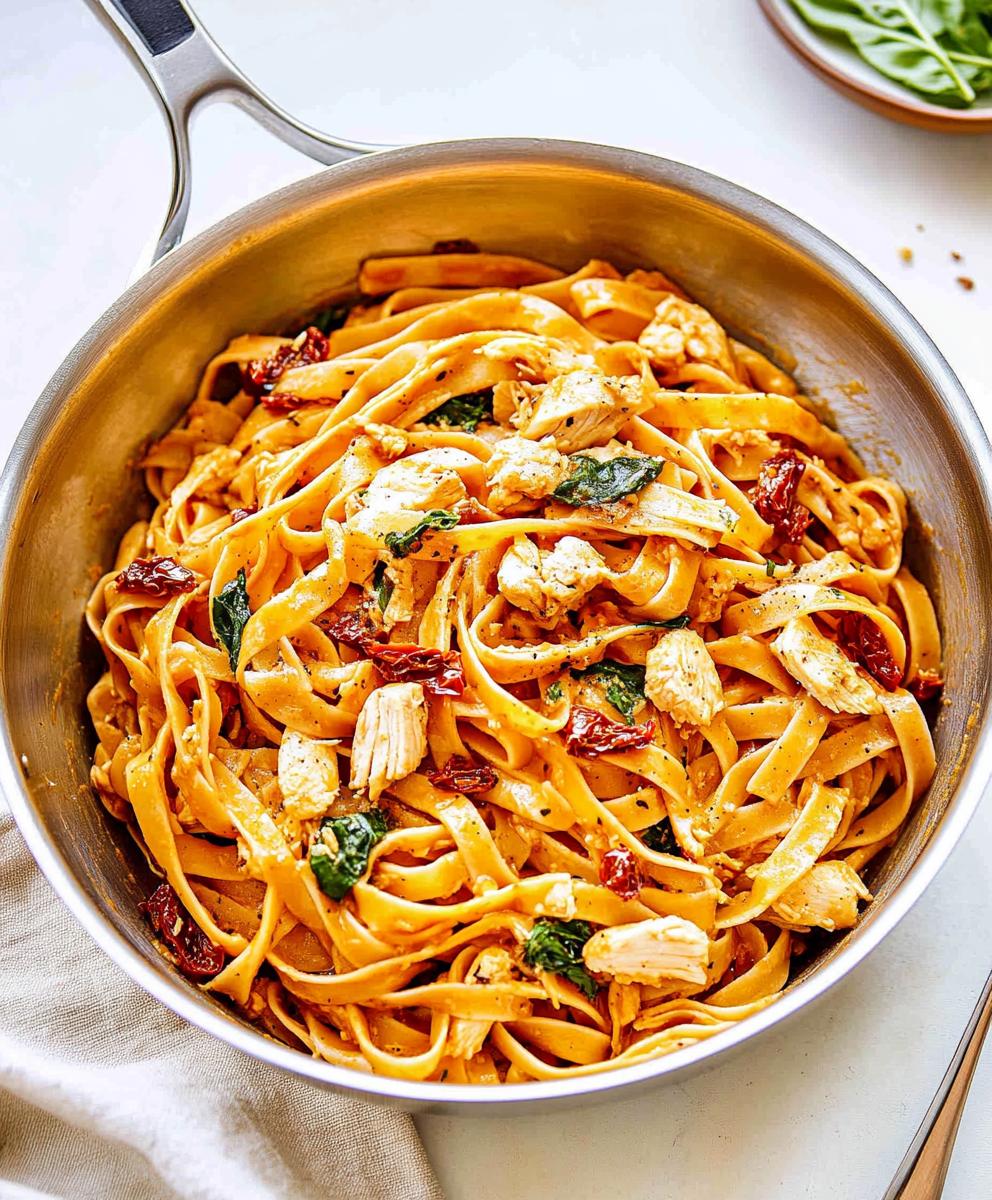 Sun-dried Tomato And Chicken Fettuccine Pasta Recipe