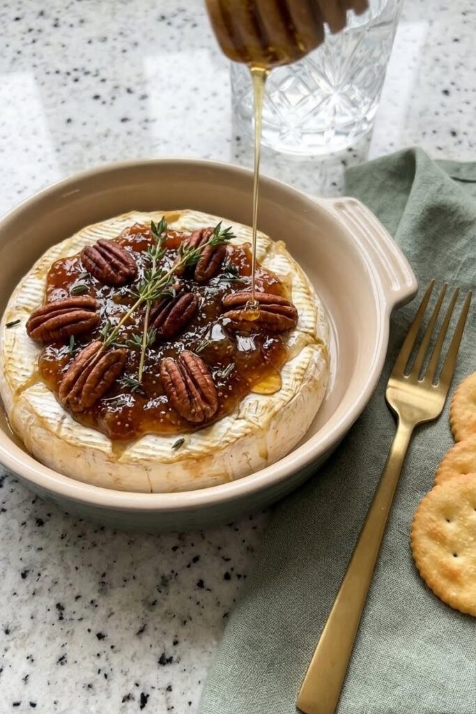 Baked Brie With Fig Jam and Pecans Recipe for Christmas Eve