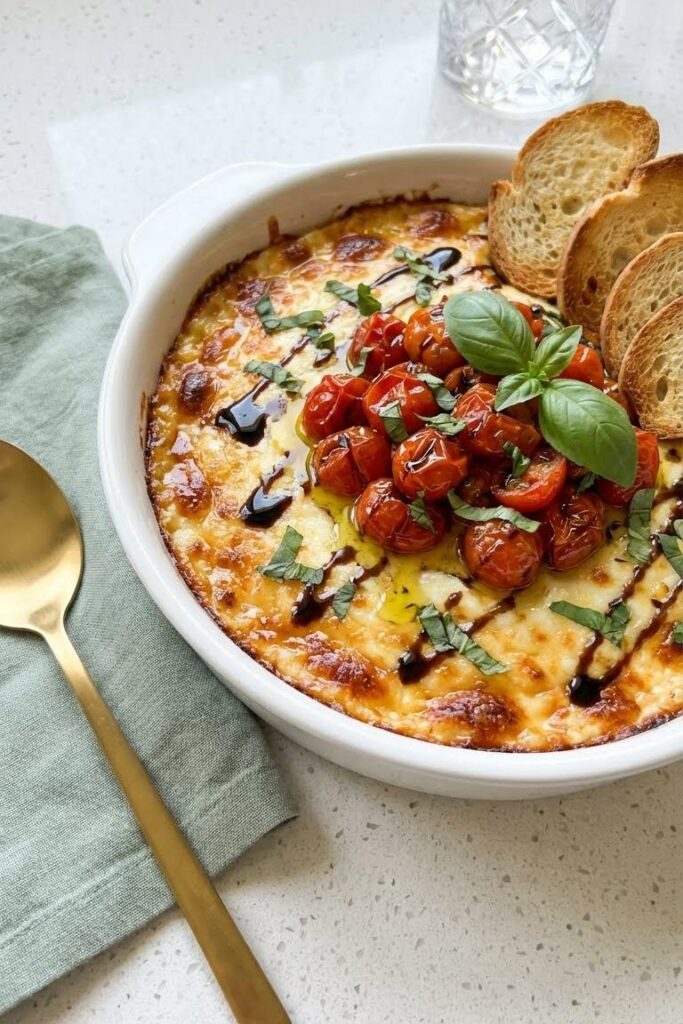Baked Goat Cheese Bruschetta Dip Recipe for Christmas Eve Appetizers