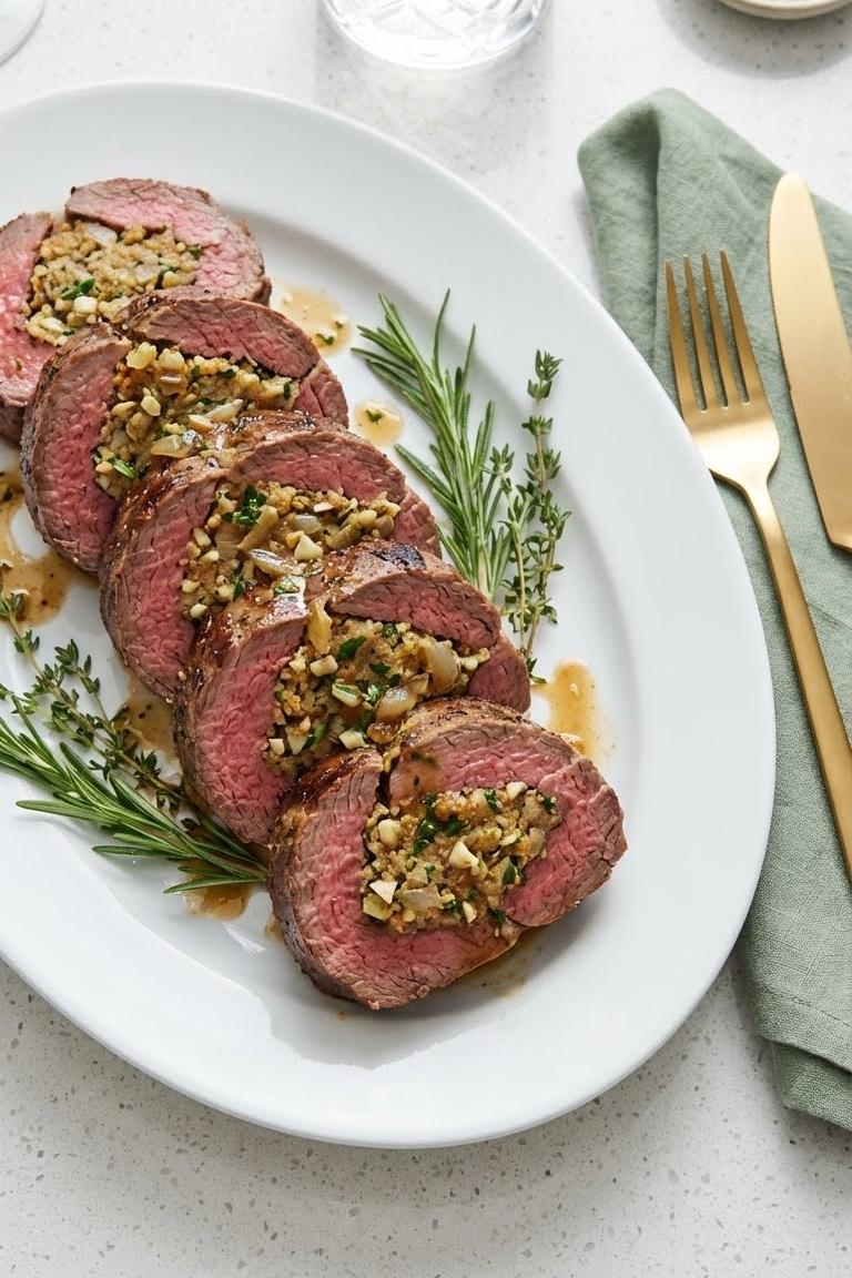 Christmas Eve Appetizers: Best Stuffed Beef Tenderloin Recipe