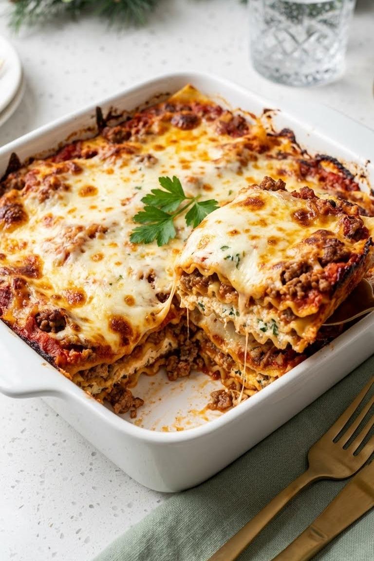 Cheesy Christmas Lasagna Recipe: Best Christmas Potluck Idea