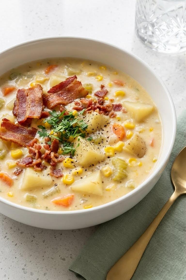 Creamy Corn Chowder Recipe – Cozy Crockpot Soup for Families