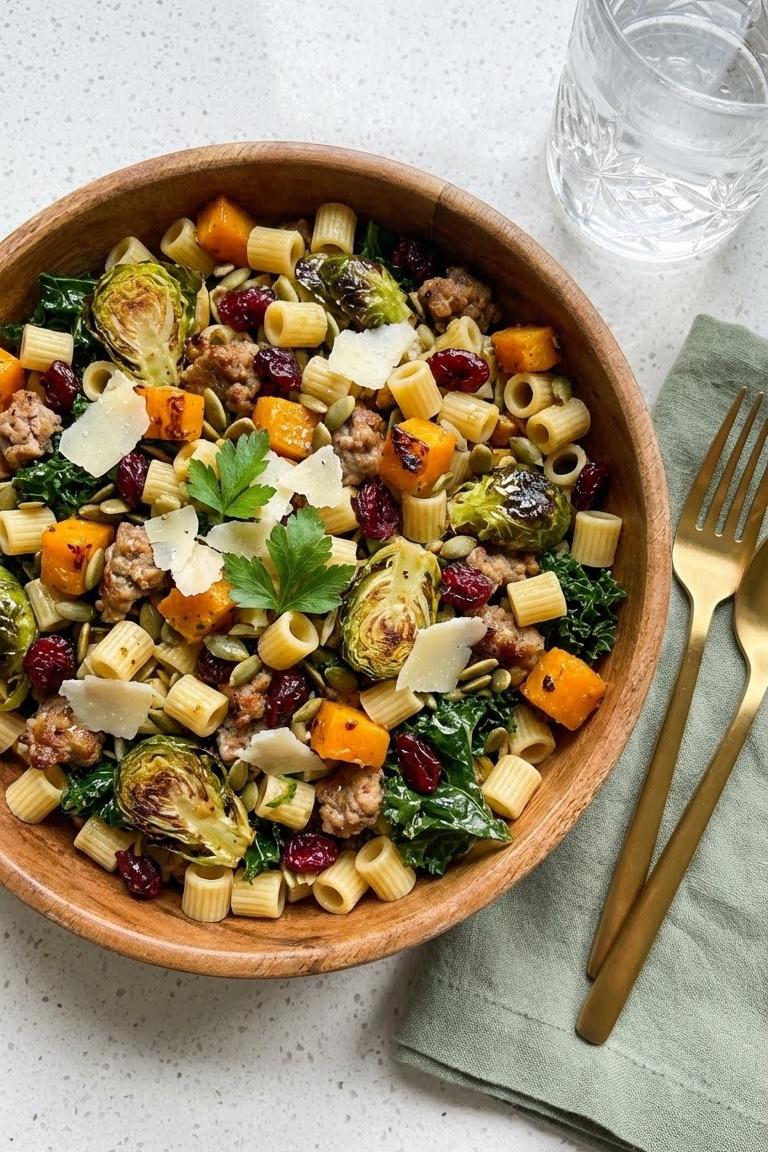 Cozy Fall Harvest Pasta Salad Recipe for Thanksgiving Sides