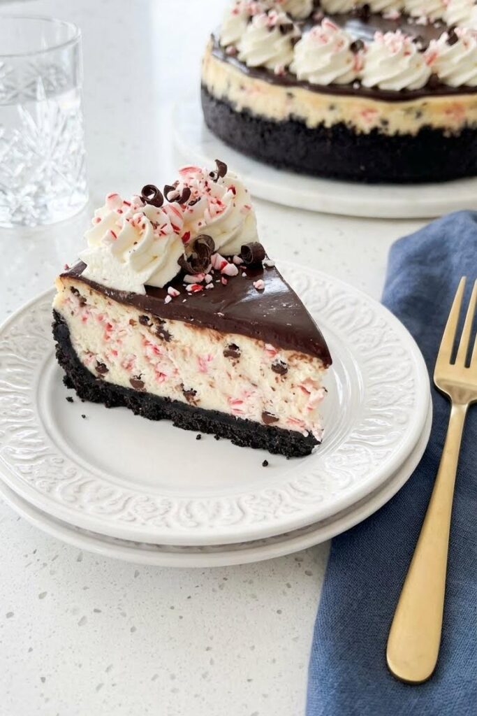 Peppermint Bark Cheesecake Recipe for Christmas Potluck Ideas