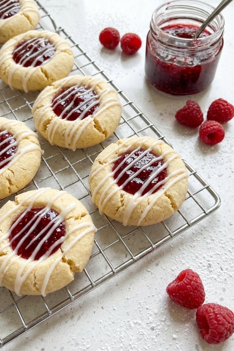 Easy Raspberry Thumbprint Cookies Recipe With Sweet Icing