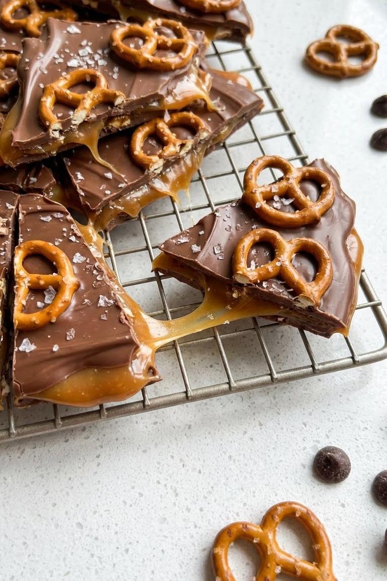 Irresistible Salted Caramel Pretzel Bark Recipe for Thanksgiving Desserts
