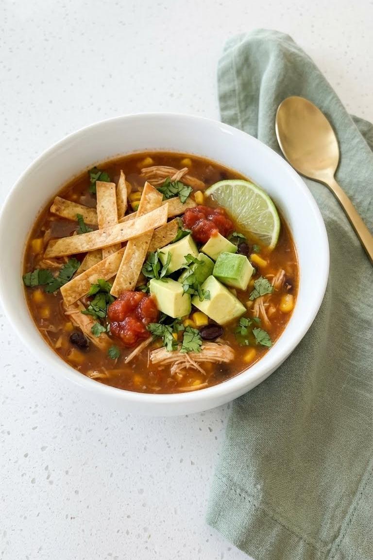 Healthy Crockpot Recipes: Easy Slow Cooker Chicken Tortilla Soup