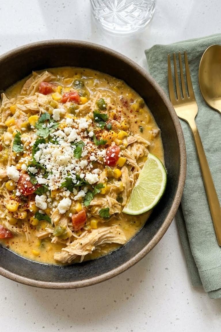 Easy Crockpot Chicken Recipe with Creamy Street Corn Flavor