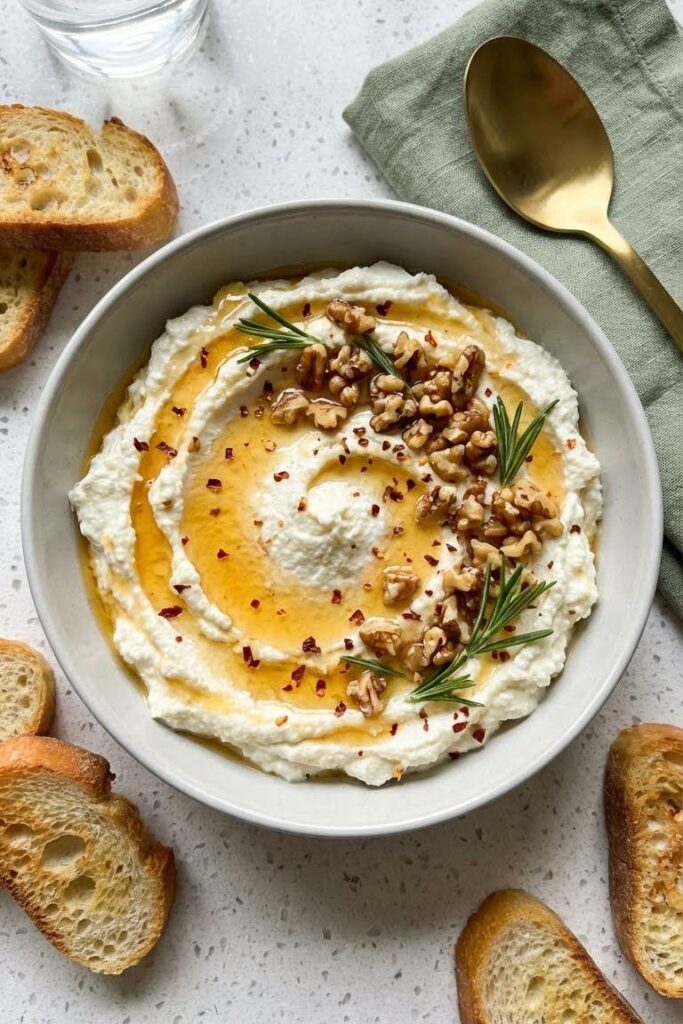 Spicy Ricotta Dip With Hot Honey Recipe for Christmas Eve Appetizers