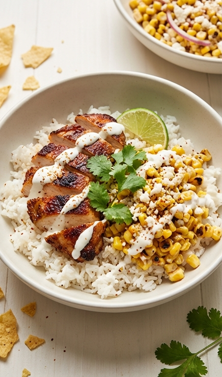 Street Corn Chicken Rice Bowl Recipe for Easy Family Dinners