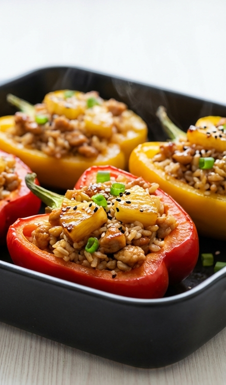Easy Chicken Pineapple Recipe: Teriyaki Stuffed Peppers Dinner