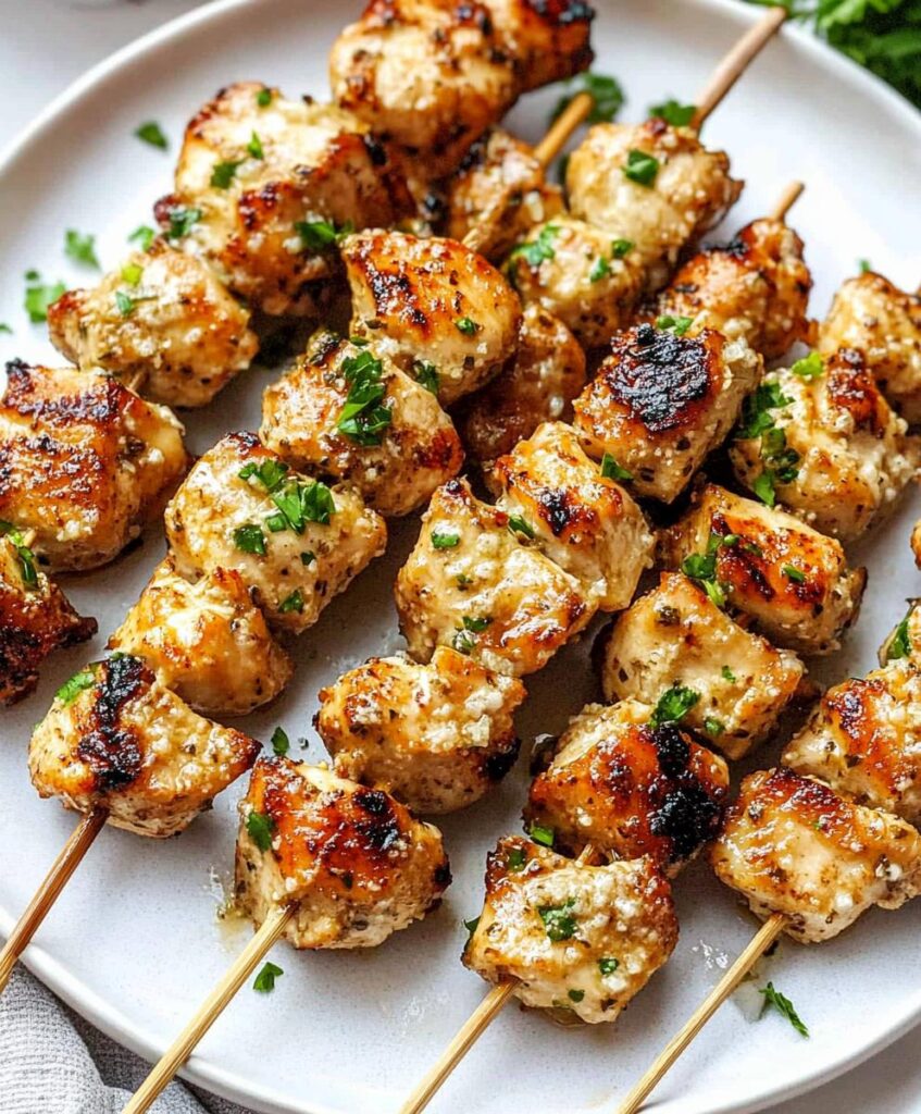 Air Fryer Garlic Parmesan Chicken Skewers Recipe