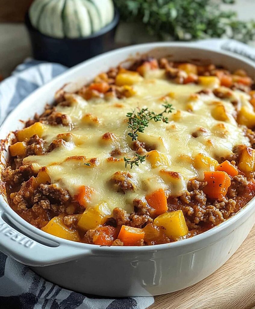 Amish Hamburger With Fall Veggies Bake Recipe