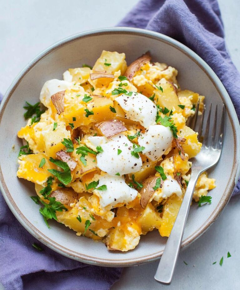 Cheesy Potato Egg Scramble Recipe