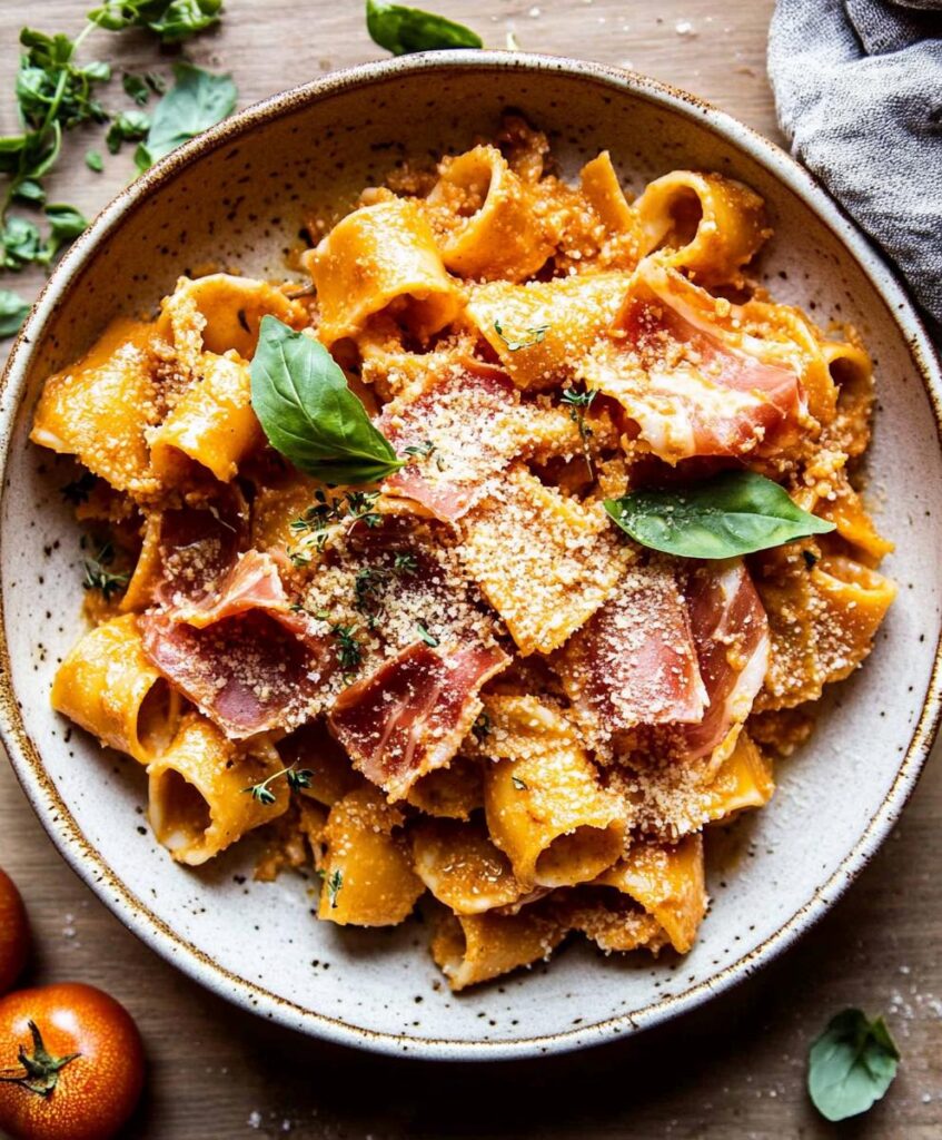 Creamy Roasted Tomato Ricotta Pasta With Crispy Prosciutto Recipe