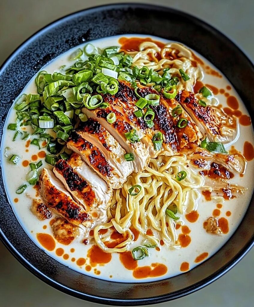Fiery Chicken Ramen With Creamy Garlic Sauce Recipe