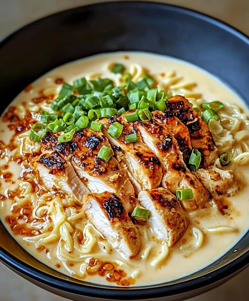 Fiery Chicken Ramen With Creamy Garlic Sauce Recipe