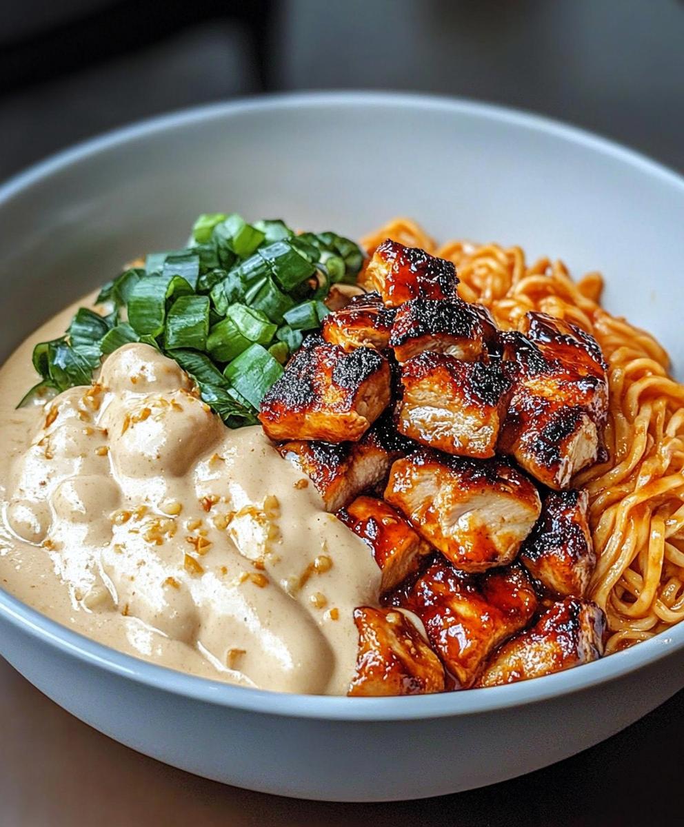 Fiery Chicken Ramen With Creamy Garlic Sauce Recipe
