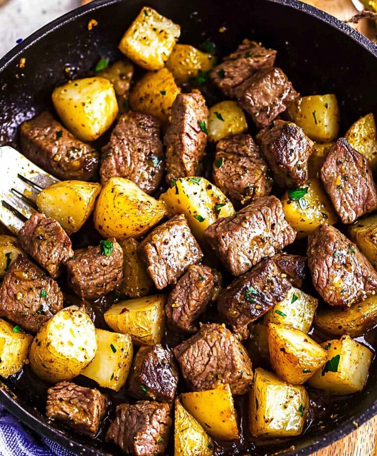 Garlic Butter Steak Bites And Potatoes Recipe