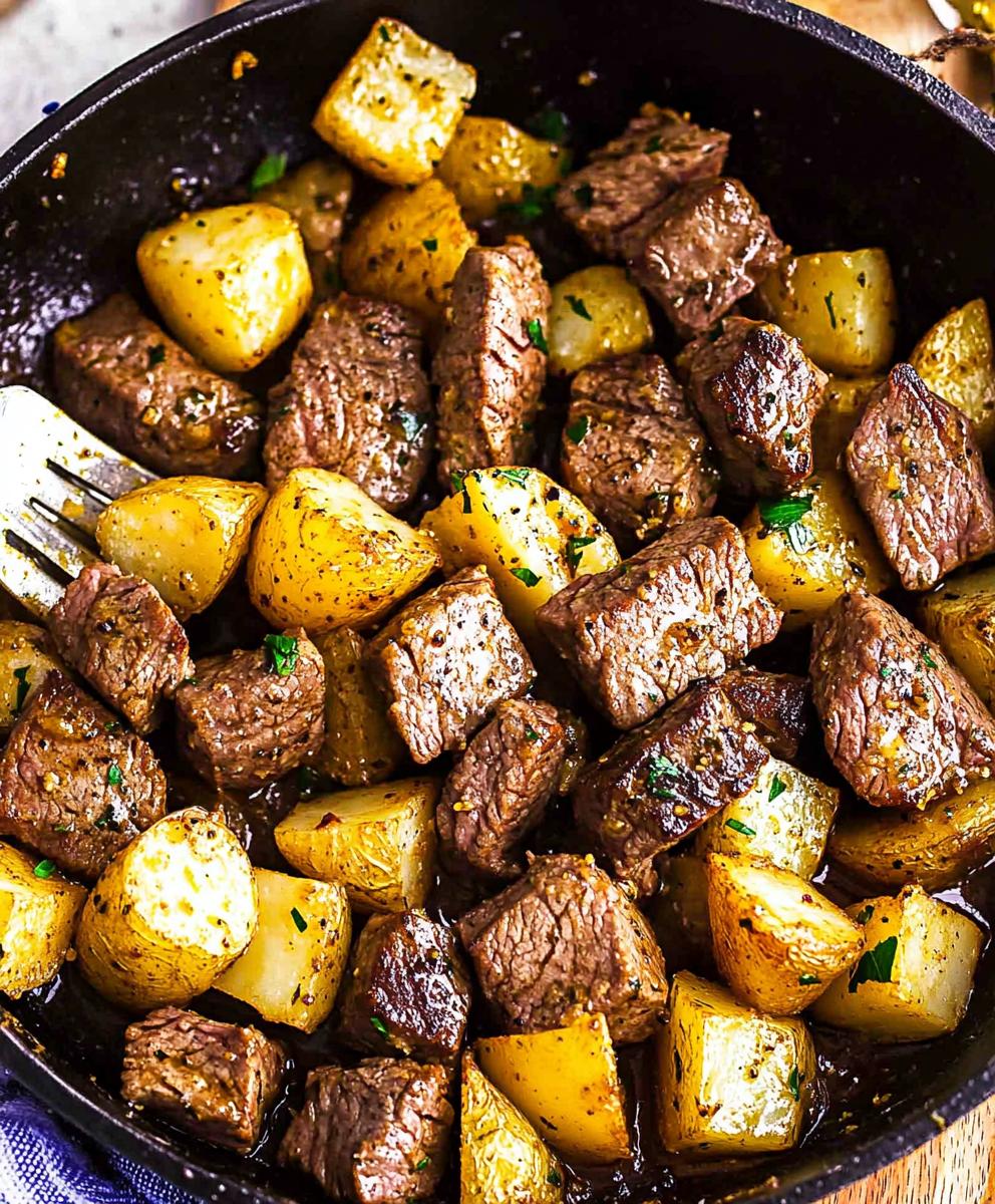 Garlic Butter Steak Bites And Potatoes Recipe