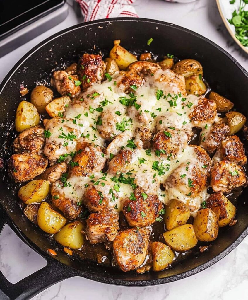 Garlic Parmesan Chicken And Potatoes Skillet Recipe
