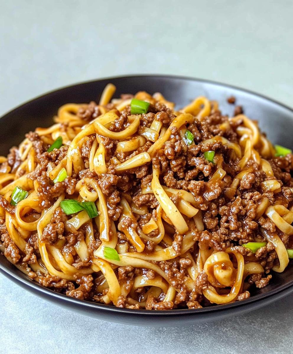 Mongolian Ground Beef Noodles Recipe
