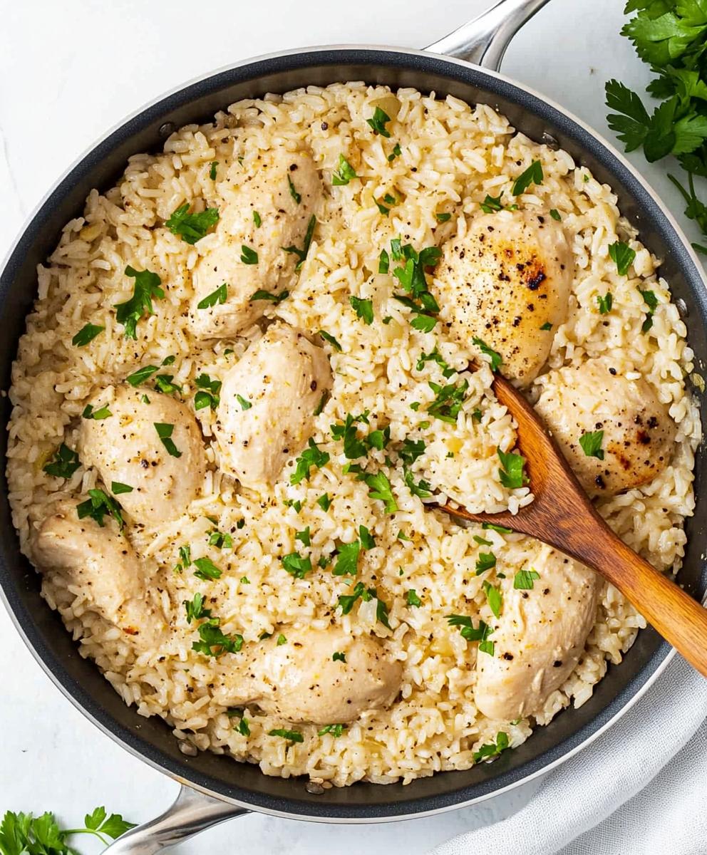 One-pan Creamy Parmesan Chicken & Rice Recipe
