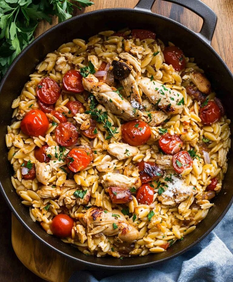 One Pot Mediterranean-style Chicken Orzo Recipe