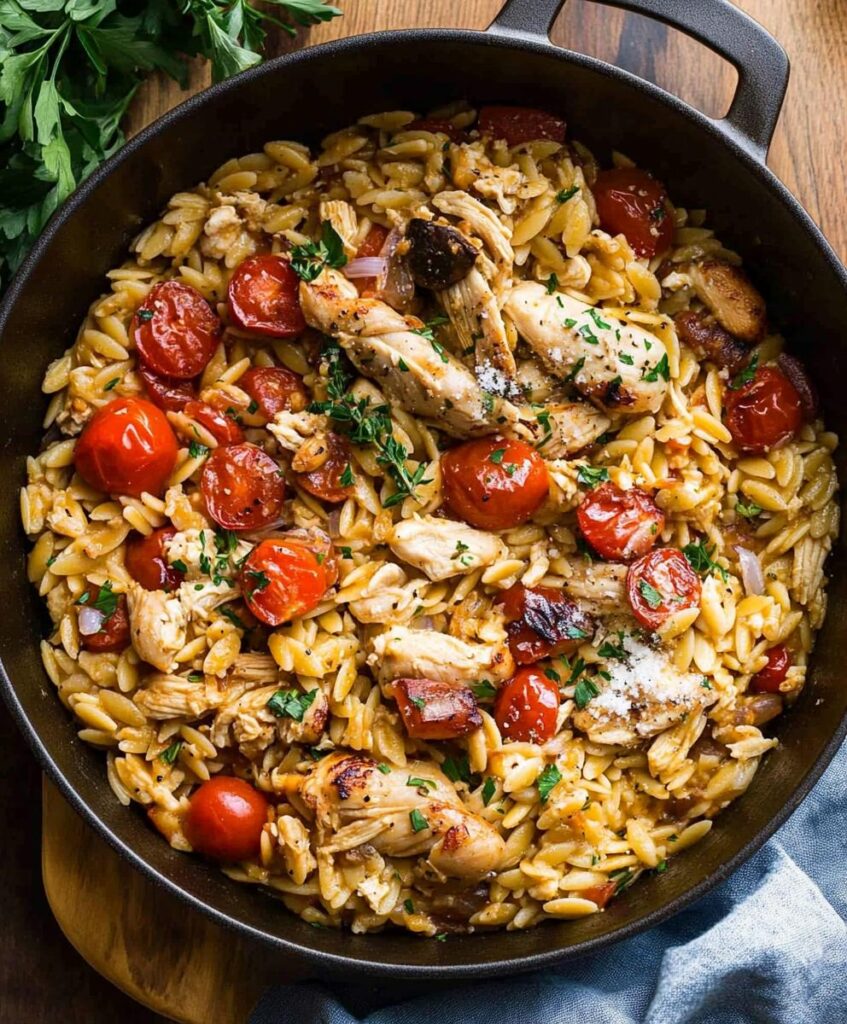One Pot Mediterranean-style Chicken Orzo Recipe