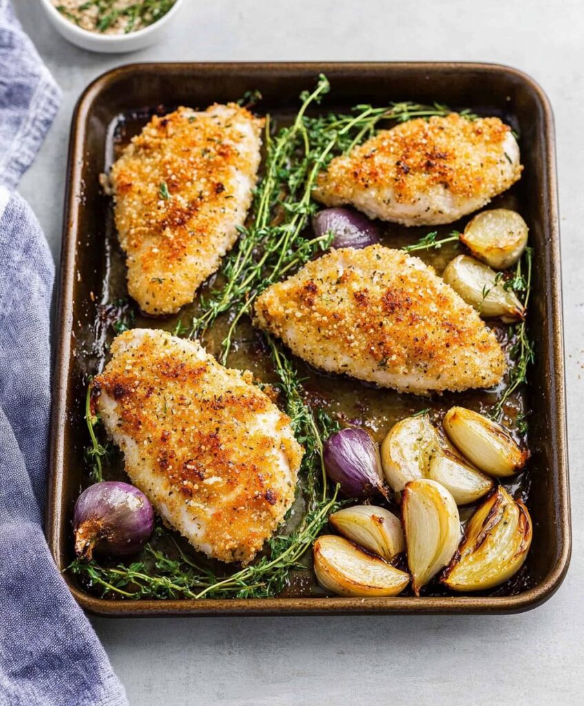 Sheet Pan Crispy Parmesan Garlic Chicken Recipe