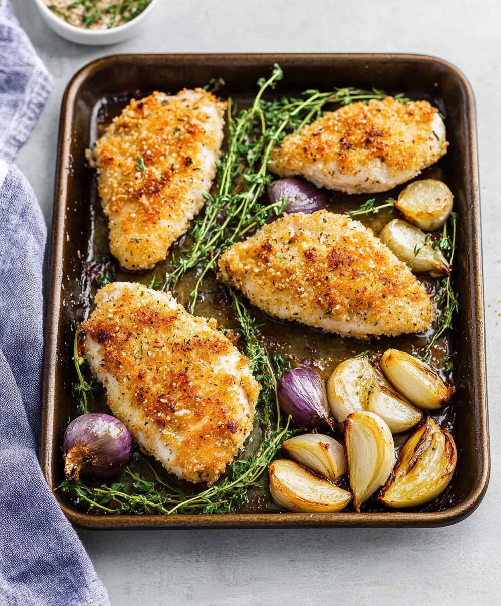 Sheet Pan Crispy Parmesan Garlic Chicken Recipe