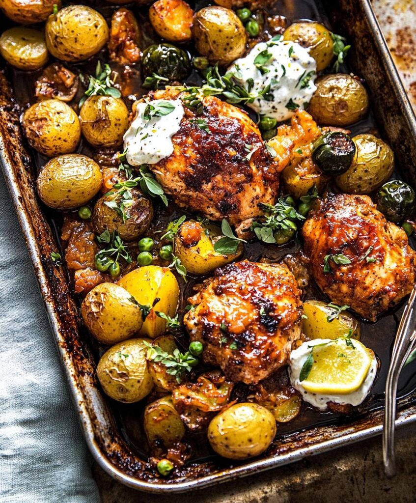 Sheet Pan Lemon Balsamic Chicken And Potatoes Recipe