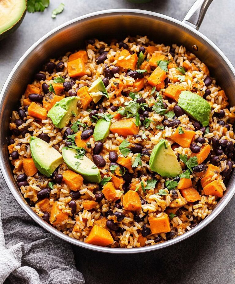 Southwest Sweet Potato, Black Bean And Rice Skillet Recipe