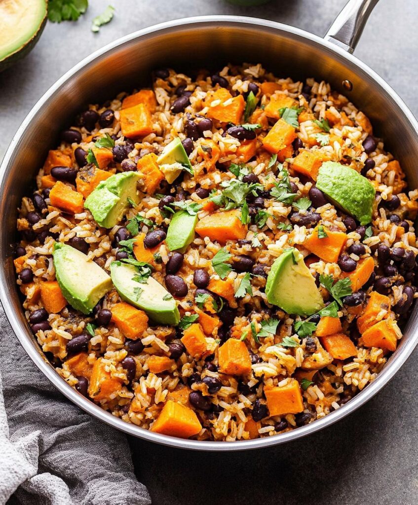 Southwest Sweet Potato, Black Bean And Rice Skillet Recipe