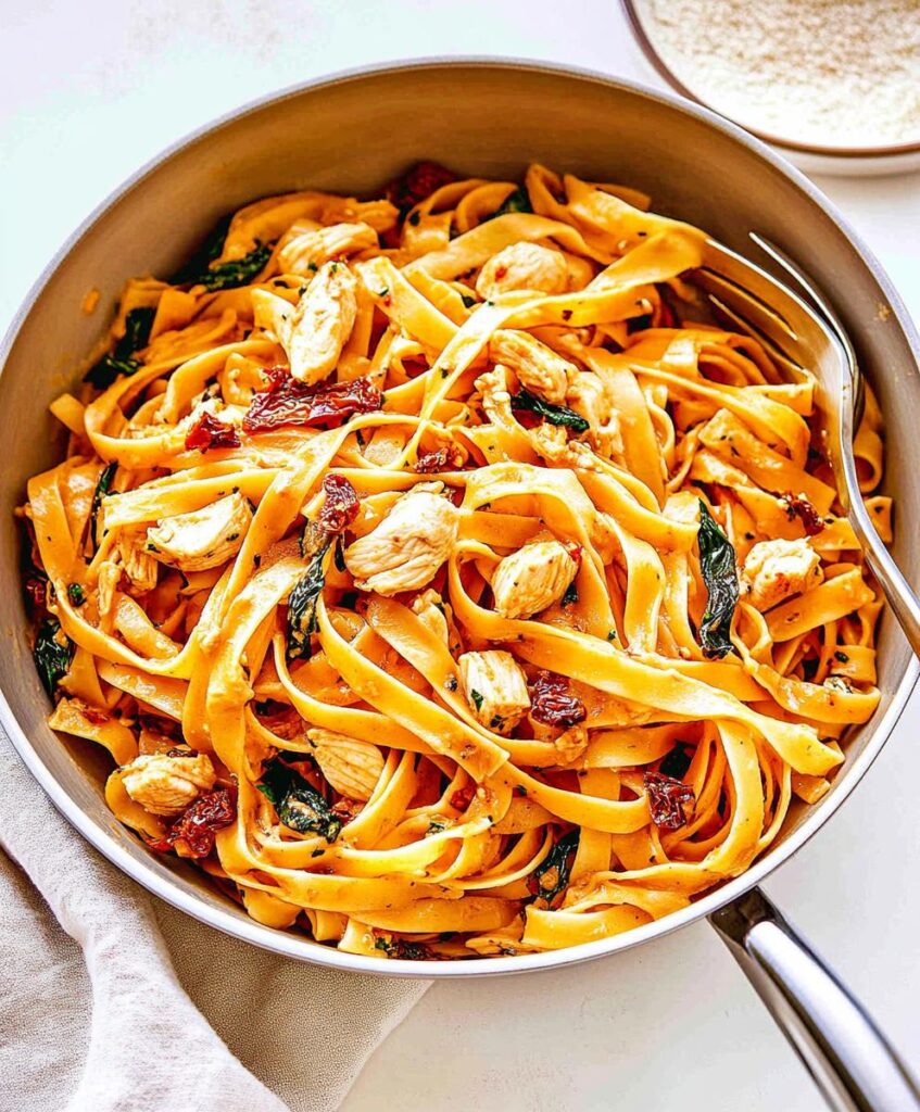 Sun-dried Tomato And Chicken Fettuccine Pasta Recipe