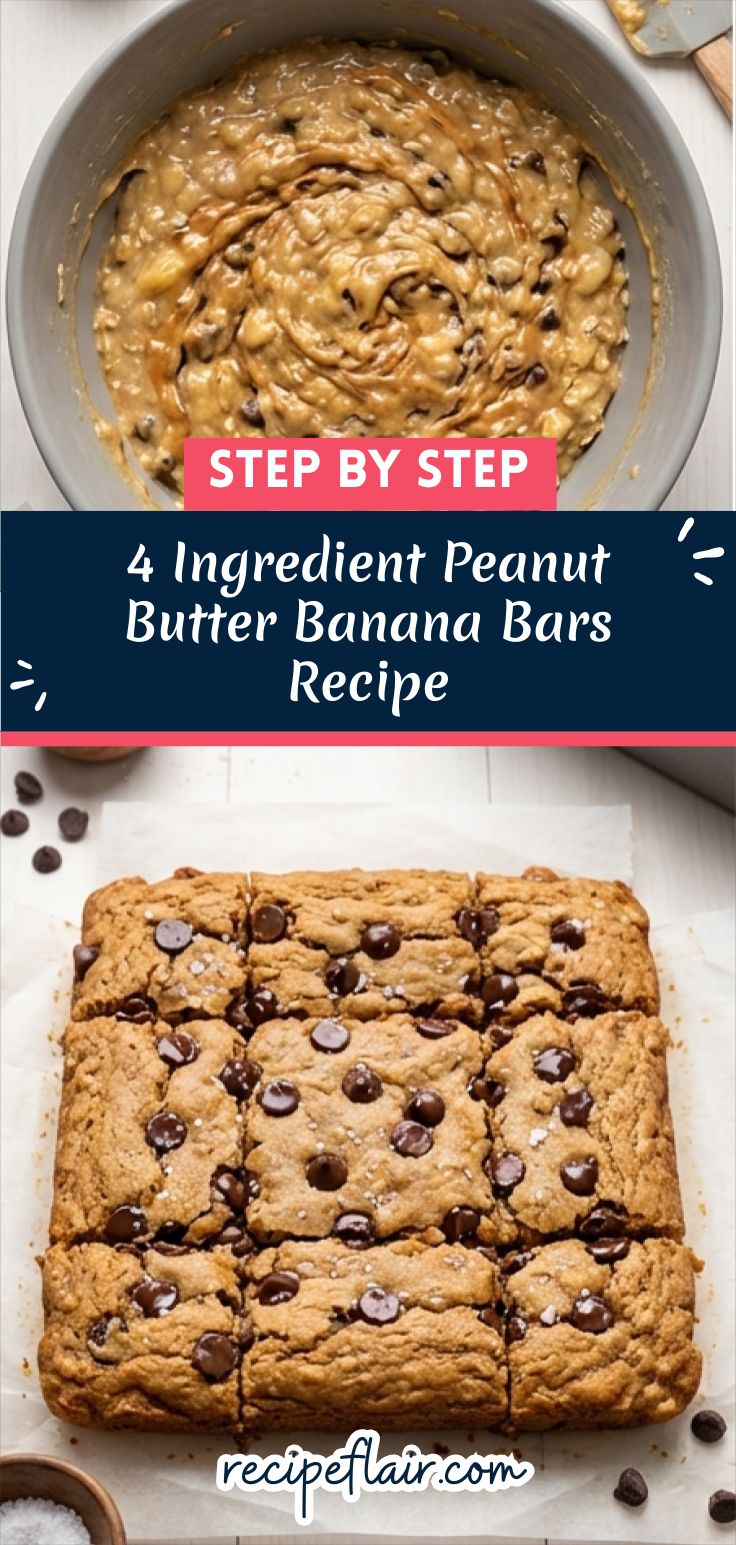 4 Ingredient Peanut Butter Banana Bars Recipe