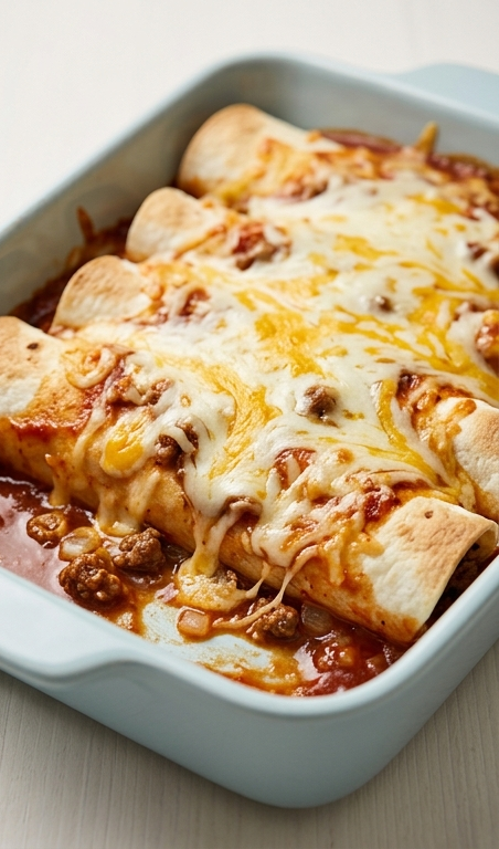 Easy 5 Ingredient Beef Enchiladas Recipe with Hamburger Meat