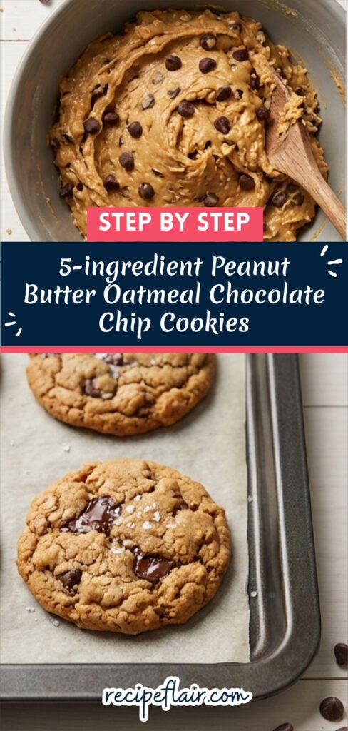 5-ingredient Peanut Butter Oatmeal Chocolate Chip Cookies Recipe