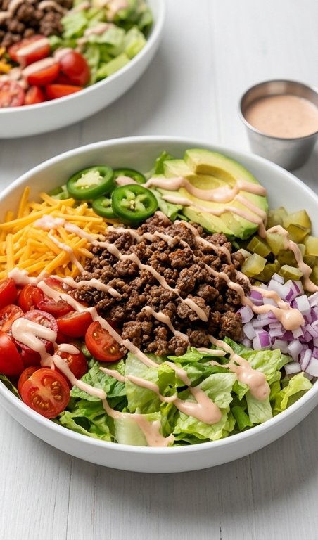 Easy Burger Bowls Low Carb Recipe | Healthy Ground Beef Recipes