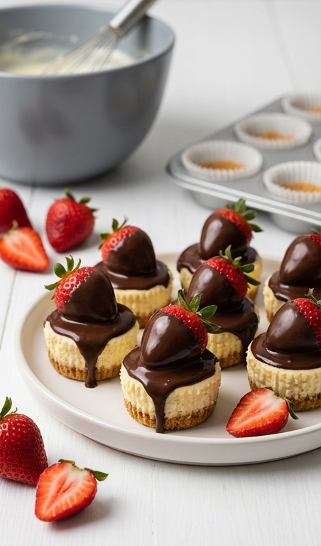 Chocolate Covered Strawberry Mini Cheesecakes Recipe for Easter Pie