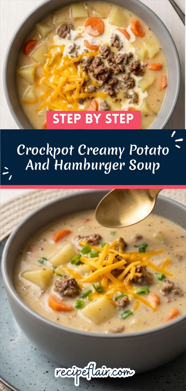 Crockpot Creamy Potato And Hamburger Soup Recipe