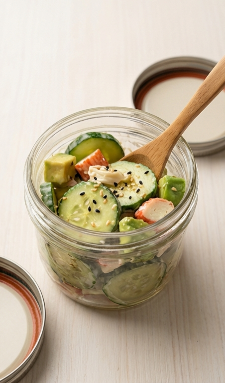 Delicious Snacks Recipes: Easy California Roll Cucumber Salad Recipe